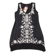 NWT JWLA Johnny Was Aoko Tunic in Black Embroidered V-neck Sleeveless To... - £93.32 GBP