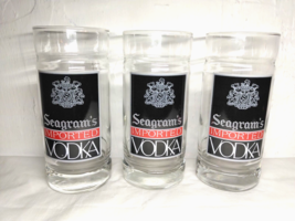(3) Seagram&#39;s Imported Vodka Beer Glasses/Tumblers - Logo on Glass - Fas... - $18.34