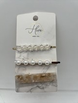 Hive and Co. Hair Clip and Bobby Pin Set Embellished Pearl Bead 3 ct COM... - $4.76