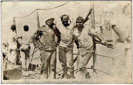 Real Photo Postcard RPPC WW1 Sailors at Work Aboard Ship - AZO Faded - £10.41 GBP