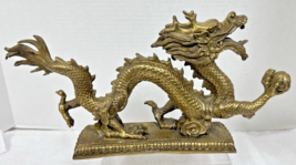Vintage Cast Brass Detailed Dragon w Ball In Claw 13&quot; Long x 7 &quot; Tall Ve... - €81,64 EUR