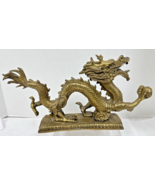 Vintage Cast Brass Detailed Dragon w Ball In Claw 13" Long x 7 " Tall Ve... - €80,17 EUR