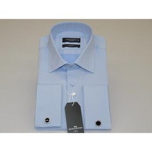 Men's Franco Gilberto Dress Shirt Cotton Blend French Cuffs Turkey 5482-418 Blue image 2