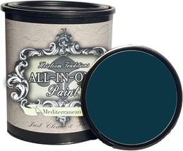 ALL-IN-ONE Paint, Mediterranean (Blue Teal), 32 Fl Oz Quart. Durable cabinet and - £48.56 GBP