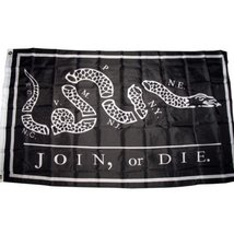 3X5 Black Join Or Die Benjamin Franklin Tea Party Flag 3'X5' House Banner - $4.88