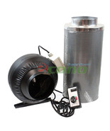 6&quot; Inline Fan Air Blower Speed Controller Hydroponic Odor Scrubber Carbo... - €128,87 EUR