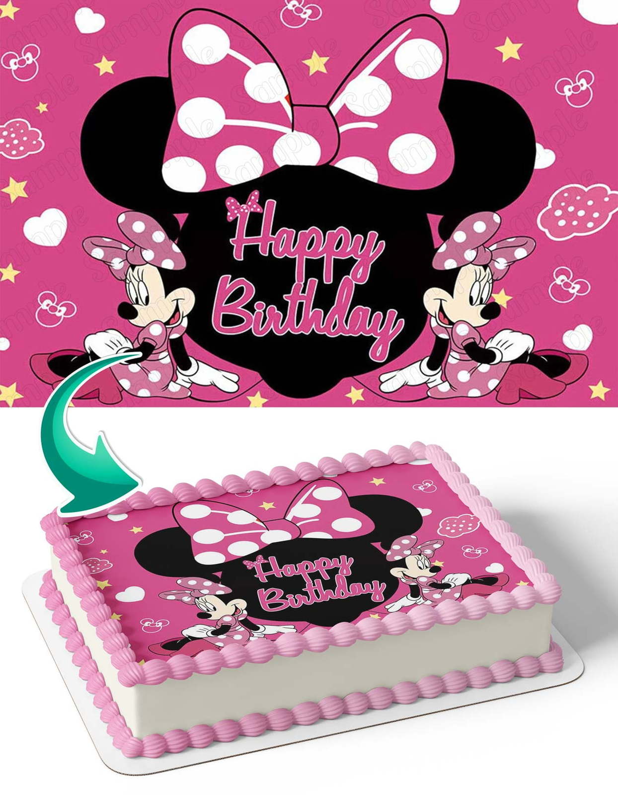 Minnie Mouse Edible Cake Image Topper for Birthday, by BirthdayJungle