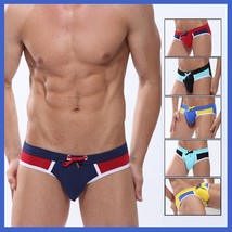 Men&#39;s Six Bi-Color Bikini Fashion Swimming Briefs w/ Drawstring Manview ... - £18.45 GBP