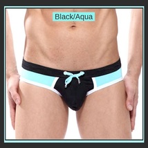 Men's Six Bi-Color Bikini Fashion Swimming Briefs w/ Drawstring Manview Brand image 4