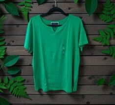NWT Karen Scott Womens Green Verde Short Sleeve top  Size XL v neck - $12.82