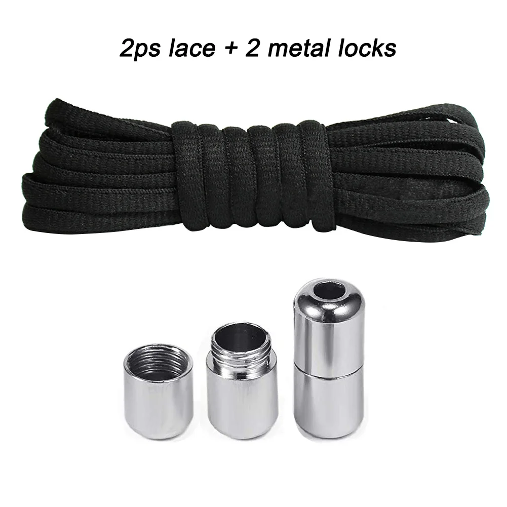 O tie shoelaces round metal lock shoe laces for kids and adult sneakers quick shoelaces thumb200