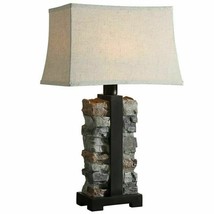 Uttermost Kodiak Stacked Stone Table Lamp in Gray &amp;  Black Indoor Outdoor - £224.54 GBP