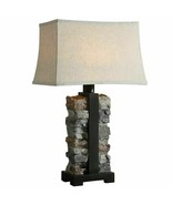 Uttermost Kodiak Stacked Stone Table Lamp in Gray &amp;  Black Indoor Outdoor - £221.01 GBP