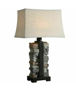 Uttermost Kodiak Stacked Stone Table Lamp in Gray &amp;  Black Indoor Outdoor - $280.96