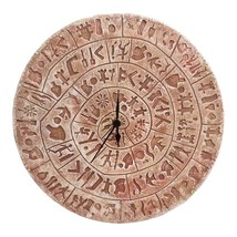 Wall Clock Phaistos Disc Minoan Crete Sculpture Cast Stone Wall Decor - £73.99 GBP