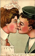 1906 Postcard UDB HMS French Neptune Sailor Goodbye Kiss &quot;England Expects Etc.&quot; - £12.46 GBP