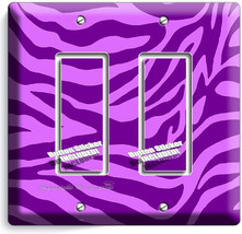 Purple Zebra Animal Print Stripes Light 2 Gang Gfci Switch Wall Plate Room Decor - £10.44 GBP