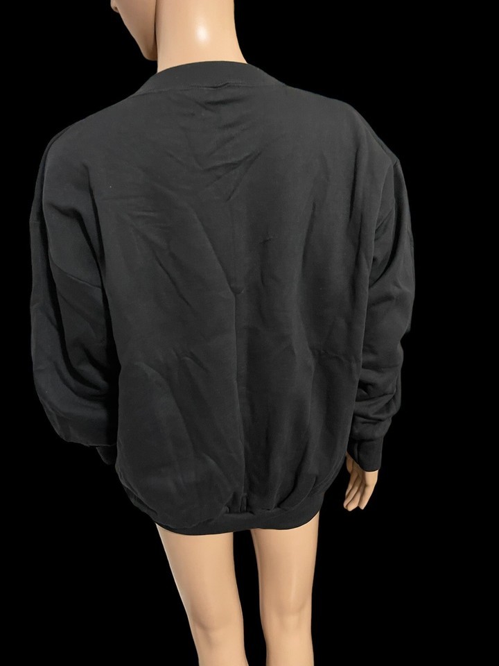 Vintage Durham Knitting Mills Crew Sweatshirt Blank Black USA Adult Large 1980s Item image 4