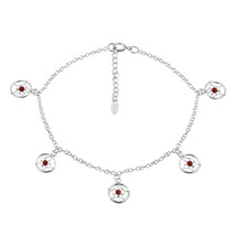 Mystic Dangle Dreamcatcher with Red Coral Accent Sterling Silver Anklet - £15.27 GBP