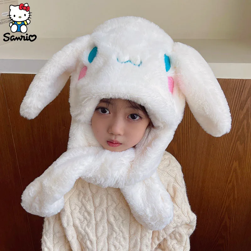 Kawaii Sanrio Plush Hat Cartoon Anime Cinnamoroll Ears Move Cap Cute Sweet - £12.52 GBP