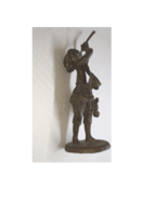 Antique Chinese Bronze Statue Figure, The Bird Hunter, Brown Patina, H 2... - $233.43 CAD