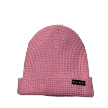 Yea.Nice Beanie Soft Acrylic Carnation Pink Folded Waffle Weave Beanie H... - £23.94 GBP