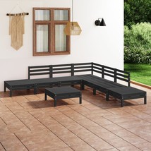 8 Piece Garden Lounge Set Solid Pinewood Black - £242.20 GBP