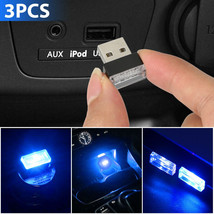 3x Mini Blue LED USB Car Interior Light Neon Atmosphere Ambient Lamp Acc... - £11.79 GBP