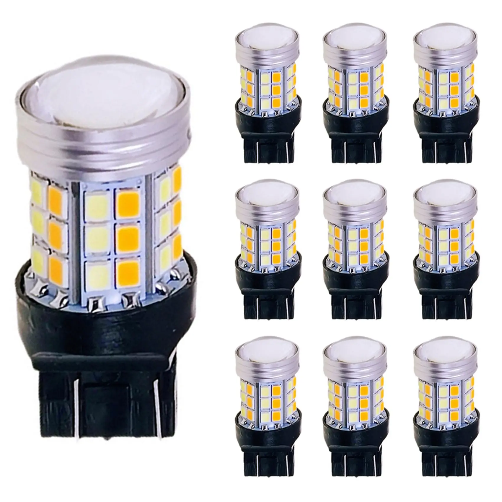 10PCS LED Bulb Dual Color Light T20 7443 W21/5W Car Turn Signal Lamp - £21.51 GBP
