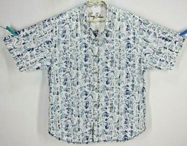 TOMMY BAHAMA Men&#39;s XL White Floral Hawaiian Aloha  Cotton Silk Blend Shi... - £26.04 GBP