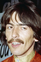 George Harrison portrait candid circa 1970 moustache The Beatles legend ... - £19.13 GBP