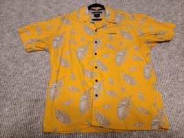 Tommy Jeans L Shirt Yellow Leaves Leaf AOP All-Over Button Up Short Slee... - $13.95