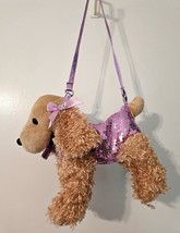 NWT POOCHIE &amp; CO Plush Tan Puppy Dog Sequin Shoulderbag Purse Cocker Spaniel - £11.85 GBP