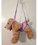 NWT POOCHIE &amp; CO Plush Tan Puppy Dog Sequin Shoulderbag Purse Cocker Spa... - £11.94 GBP
