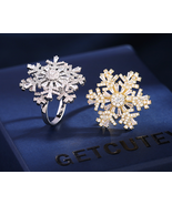Snowflake rings Affordable luxury rings Open-end ring Jewelry - £18.82 GBP