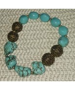 Vintage Chunky Nugget Turquoise Stretch Bracelet - $68.14 CAD