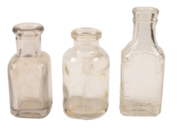 3 Small Vintage Bottles Clear Glass 3 Inches - $154.27 MXN