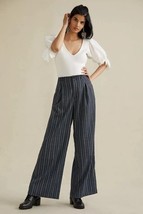 NWT Anthropologie Pinstriped Trousers High Waisted Pants Size 4 Navy Blu... - $69.99