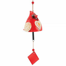 Ceramic Cardinal Bell w/ Embellished Heart Porch Patio Garden Wind Chime - £52.55 GBP