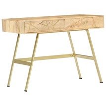 vidaXL Mango Wood Writing Desk 60x30in Brass Accents Natural Finish - $349.43 CAD