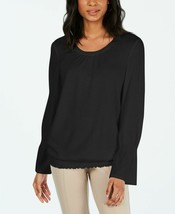 Size XS, Style &amp; Co Smocked-Hem Top Deep Black NWT - $142.55 MXN