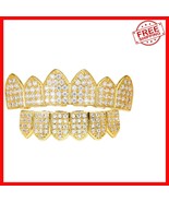 Iced Out Diamond Grillz for Men &amp; Women - Silver Gold Hip Hop Jewelry Set - $553.33 MXN