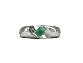 925 Silver Emerald Ring 5 mm Square emerald Solitaire ring emerald Men ring - £59.61 GBP