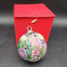 Large Cloisonne Christmas Holiday Ornament Colorful Ball w/Red Velvet Box - $14.84