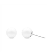 White Swarovski Pearl Earrings | 8mm White Pearl Studs | Round Pearl Ear... - €16,47 EUR