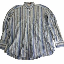 bugatchi blue tear drop stripe long sleeve Button Up shirt Size L - $18.80