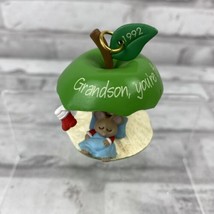 Hallmark GrandSon Mouse in Apple Core Christmas Ornament Ball 1992 No Box - $7.22