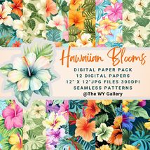 Hawaiian Blooms Digital Paper Pack | seamless pattern, nursery, tshirt,decor,POD - £2.16 GBP