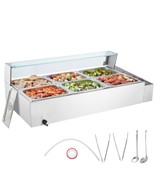 VEVOR Commercial Electric Food Warmer Countertop Buffet 6*8Qt with Glass... - $7,714.69 MXN