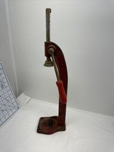 VINTAGE CAST METAL BOTTLE CAPPER MADE IN USA 16-1/2&quot; TALL WOOD HANDLE BE... - £39.62 GBP